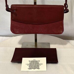 St. THOMAS Cowhide Leather Burgundy Envelope Pouch Style Zip Wallet Purse VTG